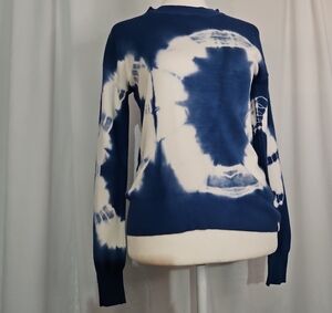 Scotch & Soda Blue and White Tie-Dye Crewneck Sweater - Size Small